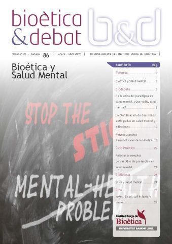 BIOÈTICA & DEBAT NUM. 86 BIOÈTICA I SALUT MENTAL by Institut Borja de Bioètica